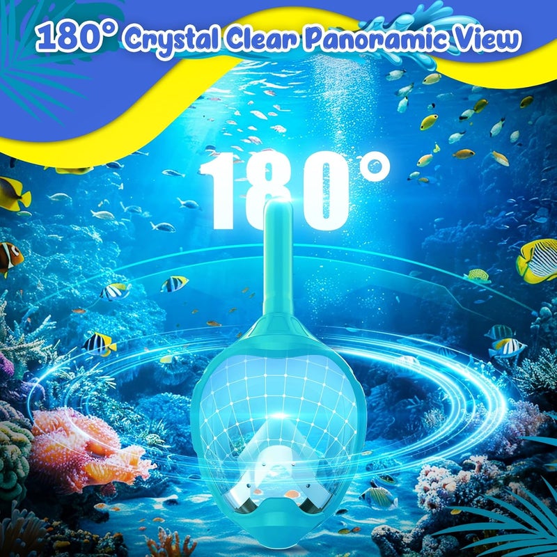 Jwintee Kids Full Face Snorkel Mask, Snorkeling Gear for Kids, Kids Scuba Mask and Snorkel, Diving Mask, Snorkeling Set, 180 Degree Panoramic View Anti-Fog Anti-Leak - Image 5